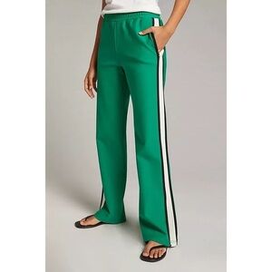 Green Track Pants with Side Stripes